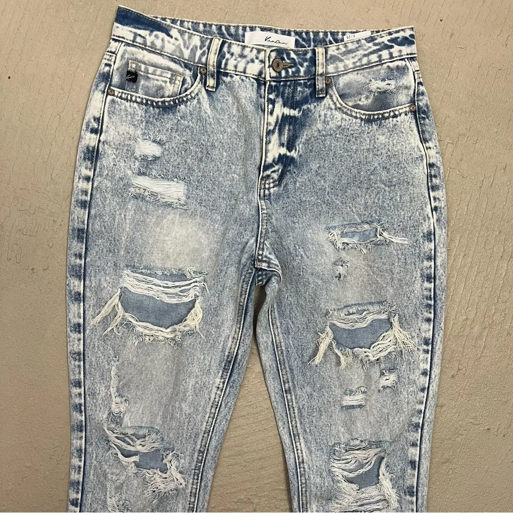 KANCAN LIGHT DENIM DISTRESSED COLLIE HIGH RISE MOM JEANS 26 - Picture 4 of 10